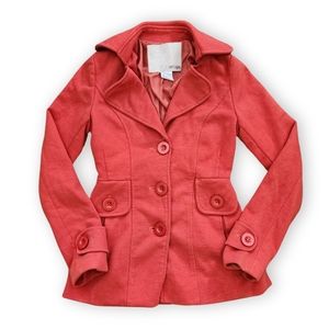 Orange Peacoat Jacket, Women's Small